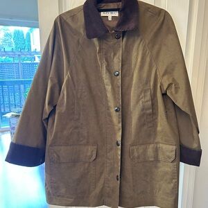Alex Mill Olive Trench Coat with Corduroy Collar
